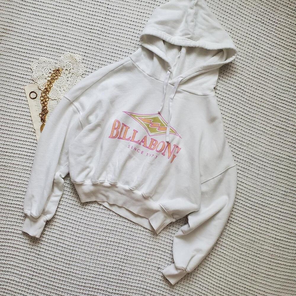 Billabong white cropped batwind style hoodie